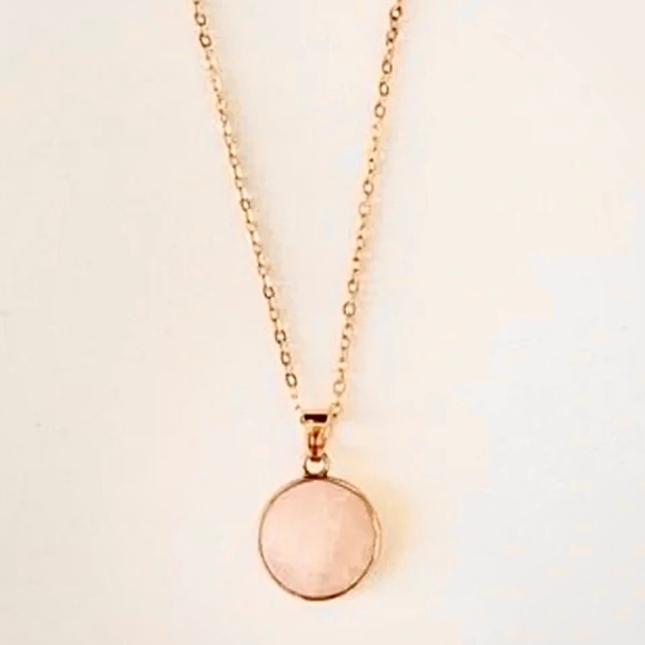 New Sanctuary 14K Gold Dipped Serenity 11” Necklace with Faceted Rose Quartz Gem - Picture 2 of 6